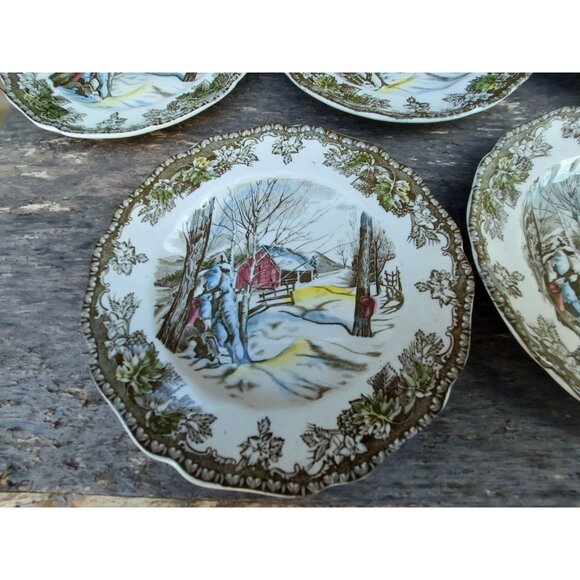 5 Johnson Bros Friendly Village "Sugar Maples" 6 3/8" Bread Plates - Picture 2 of 3